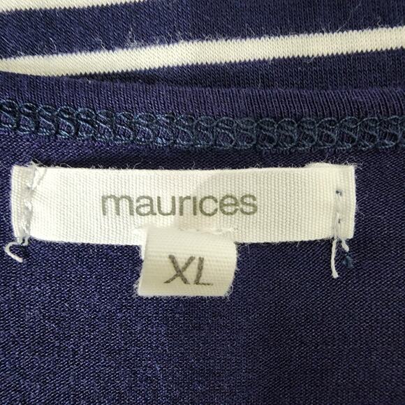Maurices Womens Blue Striped Top Size XL Short Flutter Sleeve Colorblock Relaxed - Picture 7 of 10